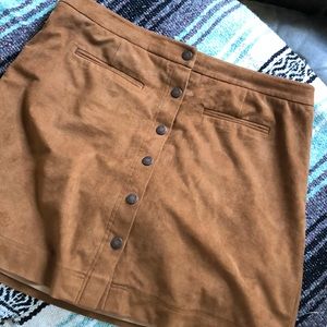 Suede button up skirt